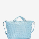 Bolso shopper de mujer de piel trenzada en turquesa