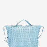Bolso shopper de mujer de piel trenzada en turquesa
