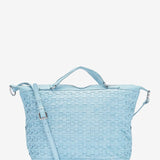 Bolso shopper de mujer de piel trenzada en turquesa