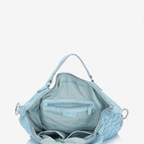 Bolso shopper de mujer de piel trenzada en turquesa