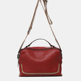 Red leather shoulder bag