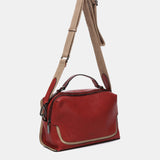 Red leather shoulder bag