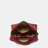 Red leather shoulder bag