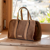 Bolso de mano en serraje cognac