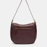 Bolso de hombro en piel y serraje burdeos