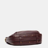 Bolso de hombro en piel y serraje burdeos