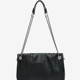 Women's baguette style metallic mesh evening bag in black