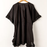 Caftano da donna in cotone semplice, nero
