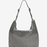 Women's metallic mesh hobo party bag in silver