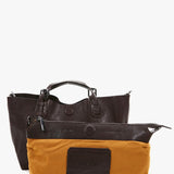 Bolso shopper pequeño de mujer de piel en marrón