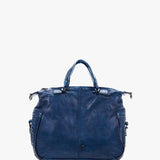 Bolso bowling de mujer de piel con trenzado en azul