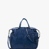 Bolso bowling de mujer de piel con trenzado en azul