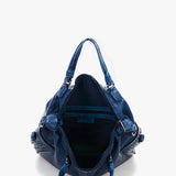 Bolso bowling de mujer de piel con trenzado en azul