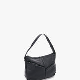 Piccola borsa hobo da donna in pelle nera