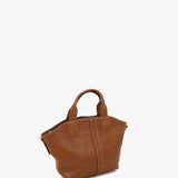 Bolso shopper pequeño de mujer en piel cognac