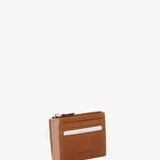 Tarjetero-monedero de mujer en piel cognac