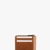 Tarjetero-monedero de mujer en piel cognac
