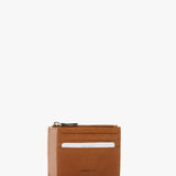 Tarjetero-monedero de mujer en piel cognac