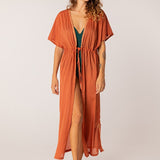 Langer Baumwollkimono in Orange.