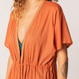 Langer Baumwollkimono in Orange.