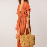 Langer Baumwollkimono in Orange.