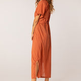 Langer Baumwollkimono in Orange.