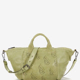 Bolso bowling de mujer en piel troquelada verde