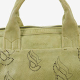 Bolso bowling de mujer en piel troquelada verde