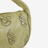 Bolso de mano de mujer en piel troquelada verde