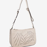 Bandolera de mujer en piel troquelada beige