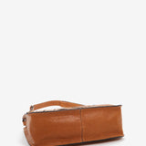 Bandolera de mujer en piel troquelada cognac