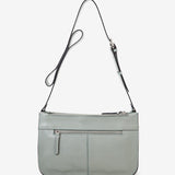 Women's shoulder bag in green perforated leather