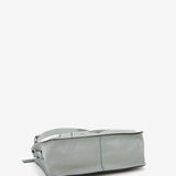 Women's shoulder bag in green perforated leather