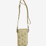 Bolso para el móvil en piel troquelada verde