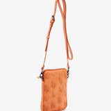 Bolso para el móvil en piel troquelada naranja
