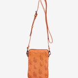 Bolso para el móvil en piel troquelada naranja