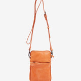 Bolso para el móvil en piel troquelada naranja