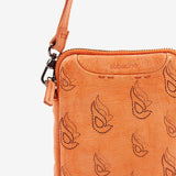 Bolso para el móvil en piel troquelada naranja