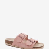 Sandalo basso da donna in camoscio rosa
