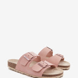 Sandalo basso da donna in camoscio rosa