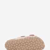 Sandalo basso da donna in camoscio rosa