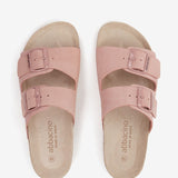 Sandalo basso da donna in camoscio rosa