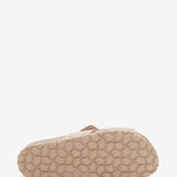 Women's flat sandal with buckle in beige