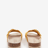 Sandalo basso da donna con fibbia color ambra