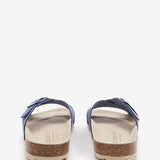 Sandalo piatto con fibbia da donna in blu