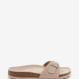 Sandalo basso da donna con fibbia in beige