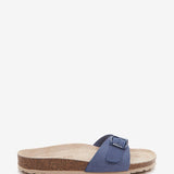 Women's flat sandal with buckle in blue