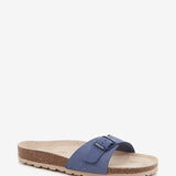 Women's flat sandal with buckle in blue