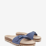 Women's flat sandal with buckle in blue