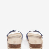 Women's flat sandal with buckle in blue